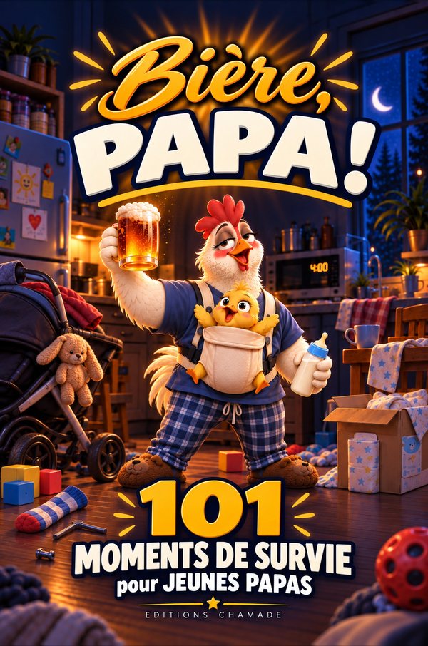 Couverture de « Bière, papa ! », 101 moments de survie pour jeunes papas